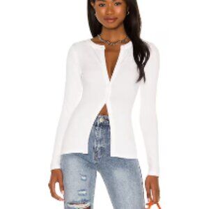 Superdown, Sasha Button top, ribbed fabric, long sleeves, White, Size: XS, NWOT